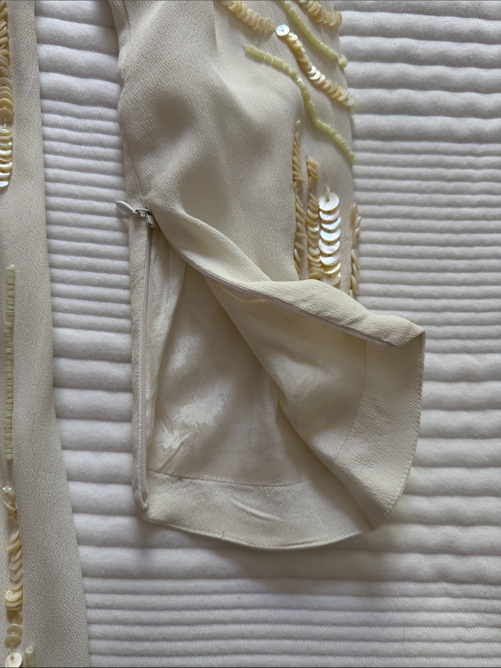 FREE PEOPLE LIMITED EDITION Ivory Art Deco Embellished Mini Dress Sequin Rare - Picture 15 of 17